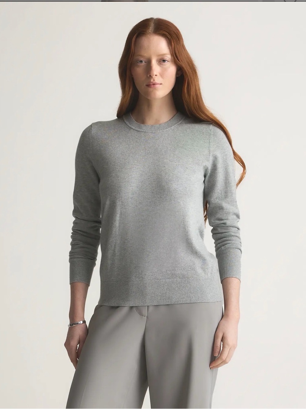 🩶 Quince heather gray cotton/cashmere crewneck sweater. Size M.